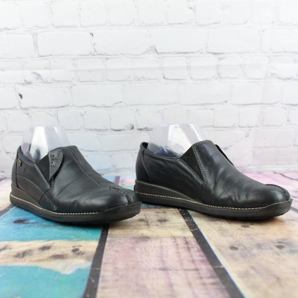 Rieker Black Leather Anti Stress Low Heel Slip on Shoes Size 37 US 6 - Picture 3 of 9